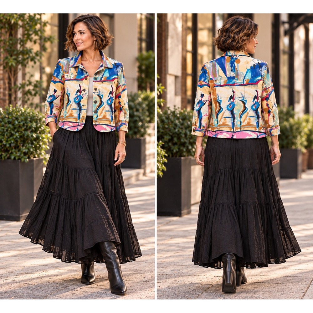 Keren Hart Artsy Abstract Jacket Medium Art to Wear Boho Statement Colorful